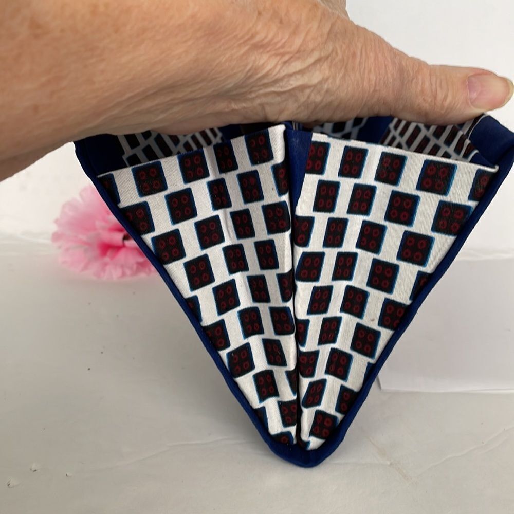 BLUE AND CHECKED HAND CRAFTED CLUTCH - Picture 6 of 6